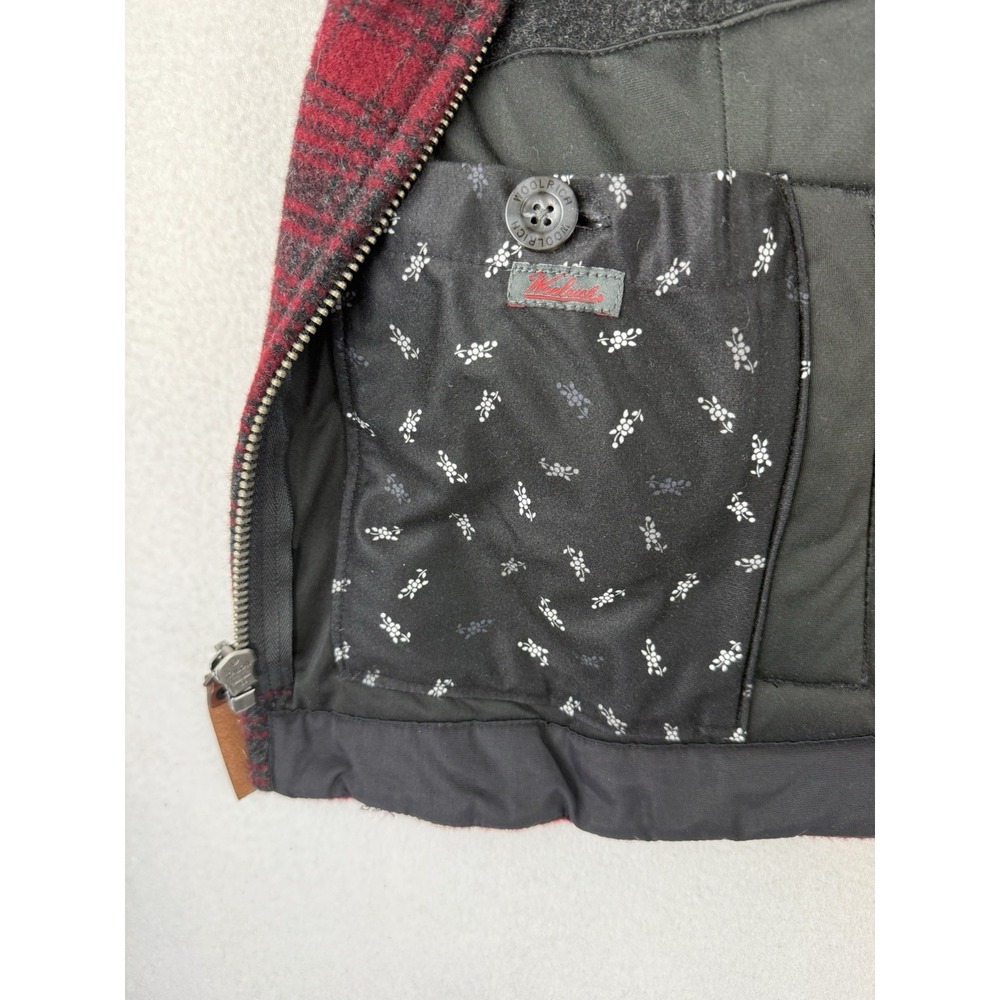 Woolrich Check Plaid Wool Blend Hooded Jacket Women's Size Medium 15123 - Picture 4 of 13